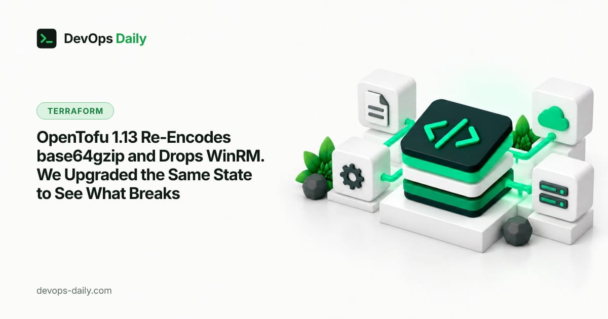 OpenTofu 1.13 Re-Encodes base64gzip and Drops WinRM. We Upgraded the Same State to See What Breaks